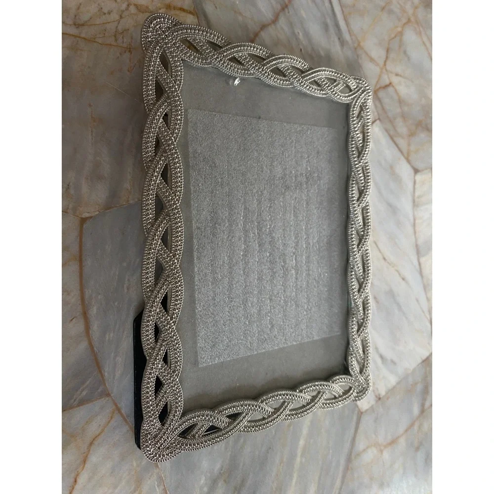 St Nicholas Square Midnight Snowfall Silver Braided 4x6 Photo Frame New